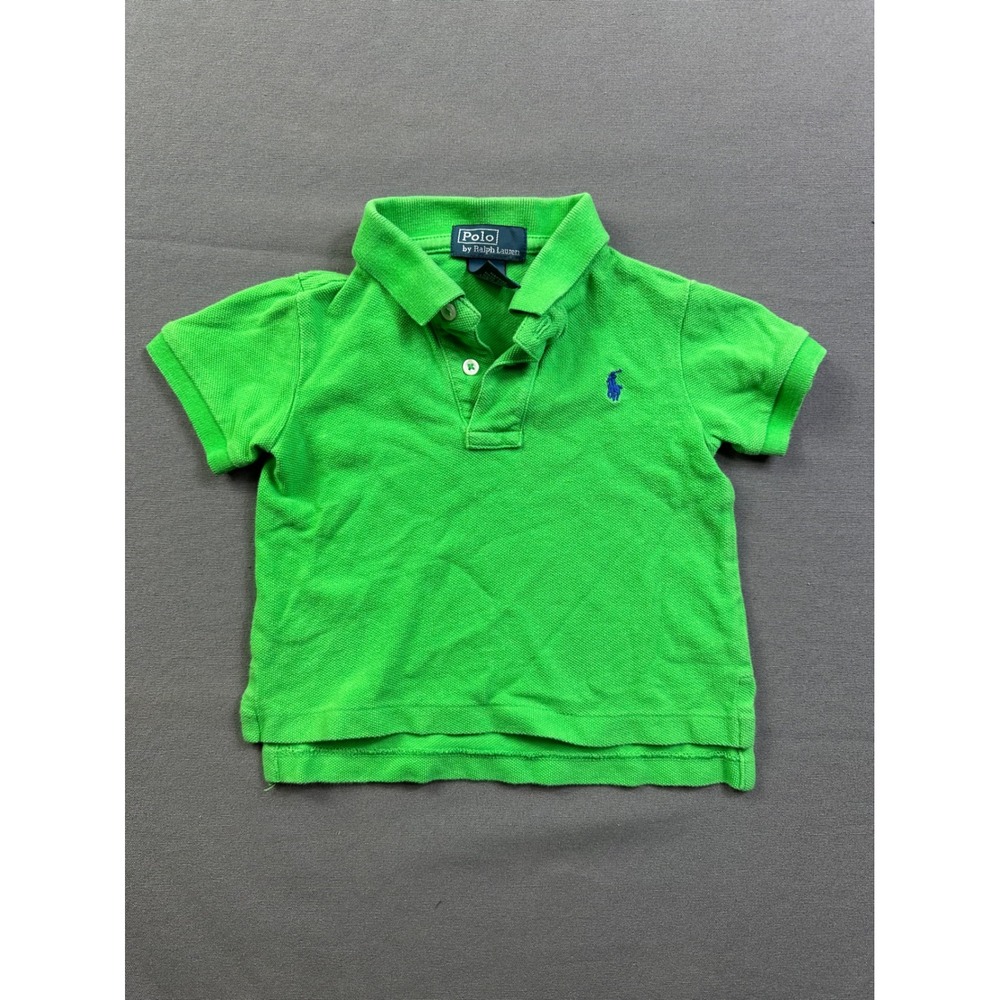 Polo Ralph Lauren Kids Green Short Sleeve Cotton Mesh Polo Shirt 12M